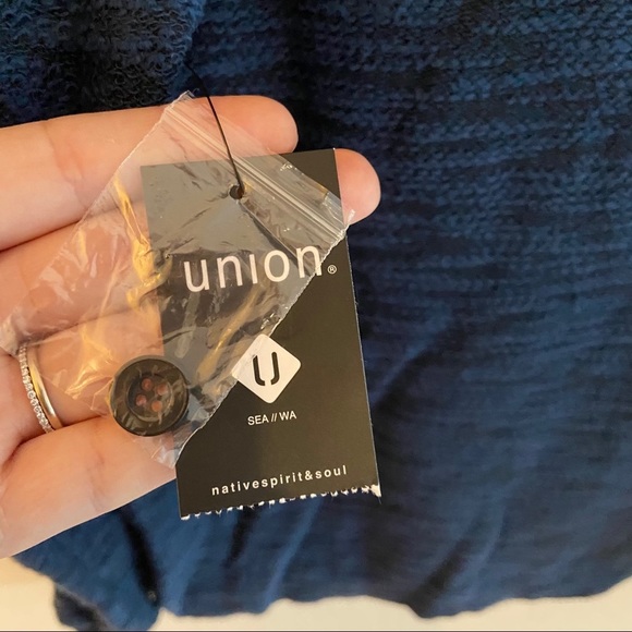 Union Denim Blue Baja Henley Hoodie Pullover Knit Sweatshirt Men Small New - Picture 7 of 9